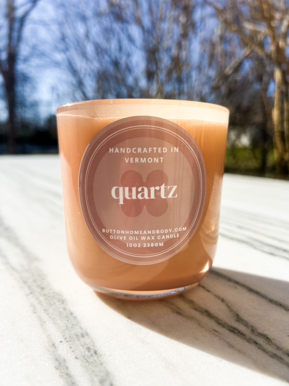 Quartz 10 Ounce Olive Oil Wax Luxury Candle