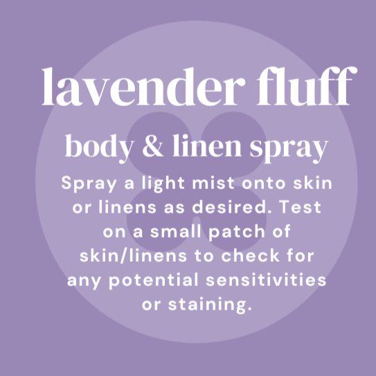 Lavender colored label for body and linen spray