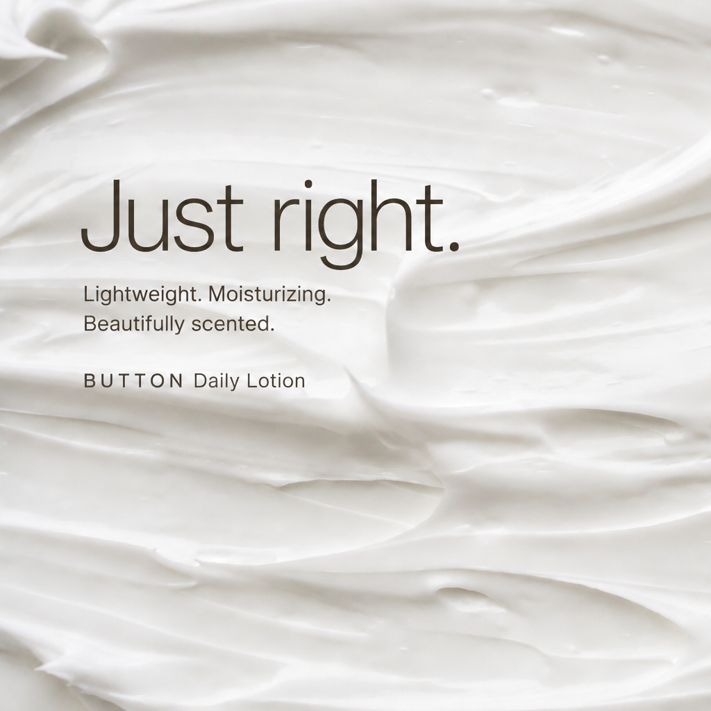 White whipped lotion texture with the text 'Just right. Lightweight.