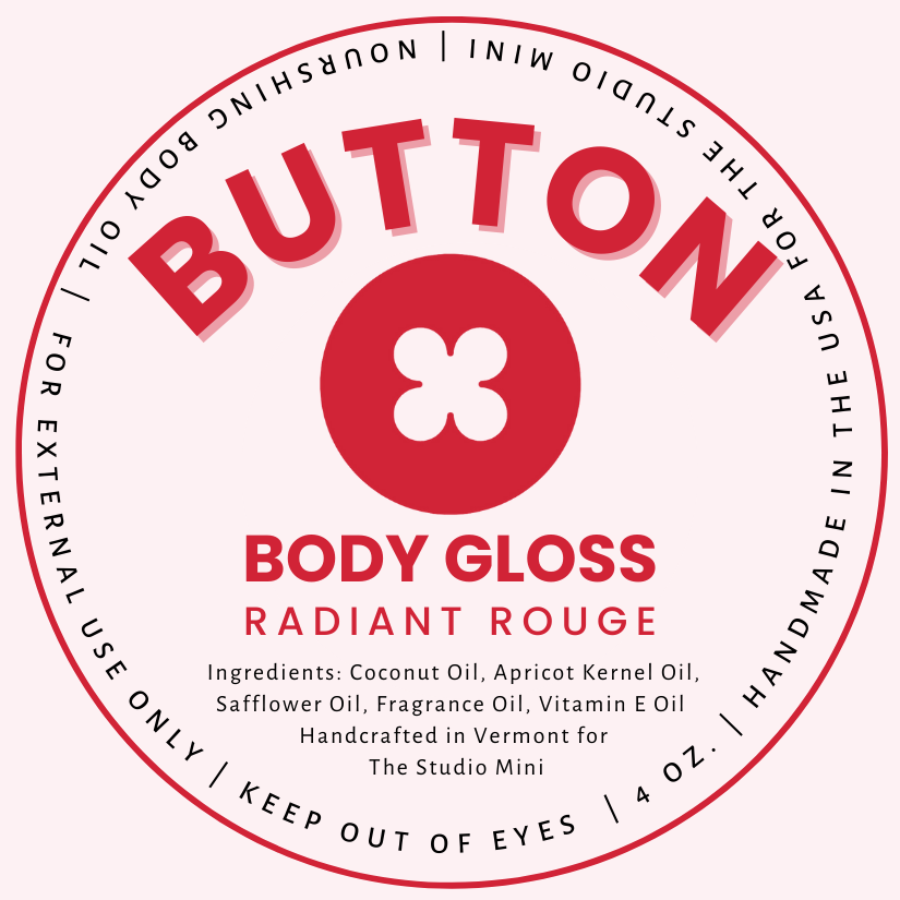 4 Ounce Body Gloss Body Oil Glass Bottle Product Label 