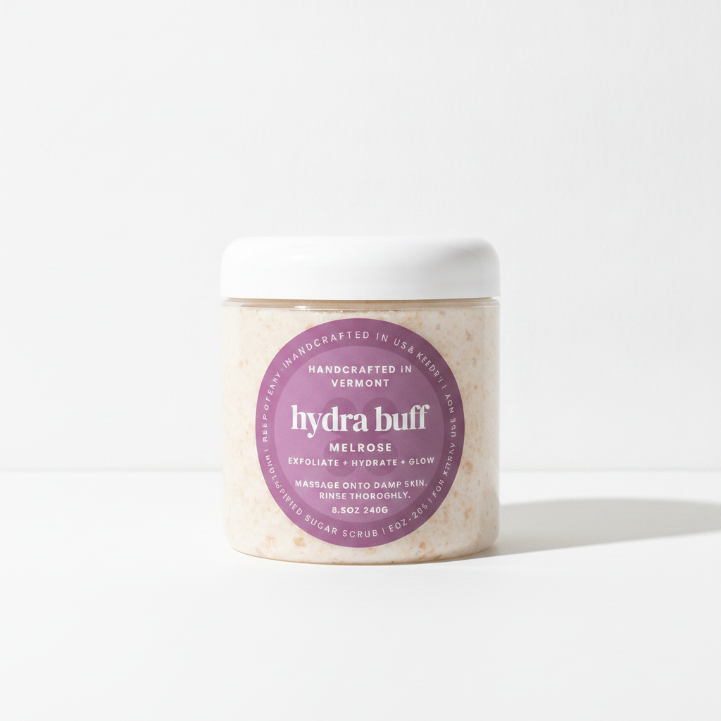 hydra buff melrose fragrance body sugar scrub button home and body
