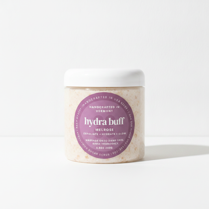 hydra buff melrose fragrance body sugar scrub button home and body
