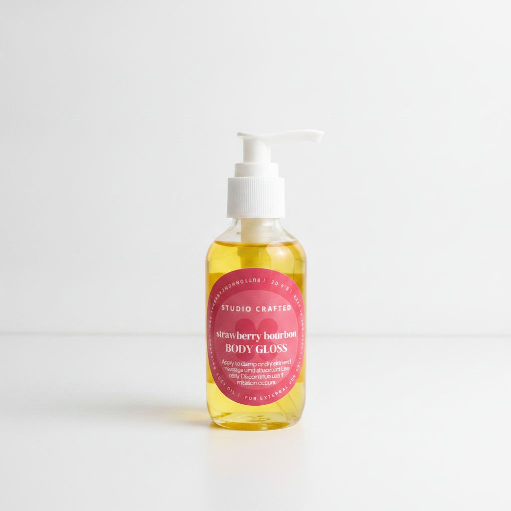 Strawberry Bourbon Body Gloss Oil  Warm Fruity Vanilla Glow Oil