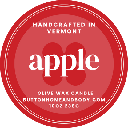 Apple fresh orchard candle in a clear glass tumbler by Button Home & Body