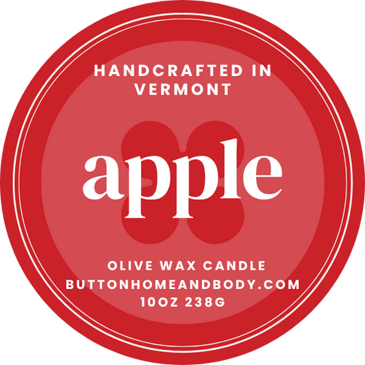 Apple fresh orchard candle in a clear glass tumbler by Button Home & Body