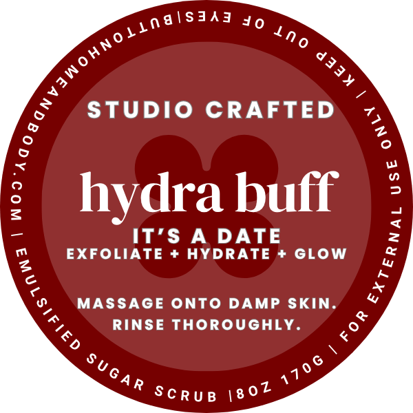 "It's a Date Hydra Buff Sugar Scrub — gourmand vanilla maple sugar scrub by Button Home & Body"