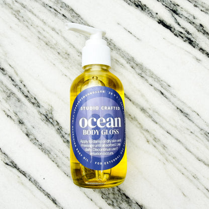 ocean body gloss oil glass bottle coastal fragrance
fresh clean scent body oil glowing skin
lightweight hydrating body oil ocean inspired