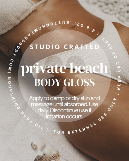 Private Beach Body Gloss | Luxurious Hydrating Oil for Year-Round Beach Vibes