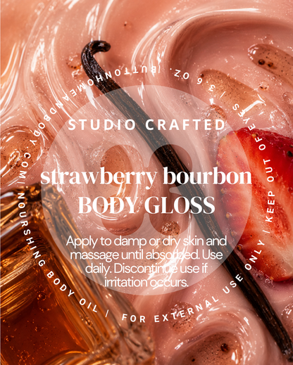 Strawberry Bourbon Body Gloss Oil  Warm Fruity Vanilla Glow Oil